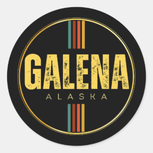 Retro vintage Galena City Alaska State 70s Groovy Classic Round Sticker