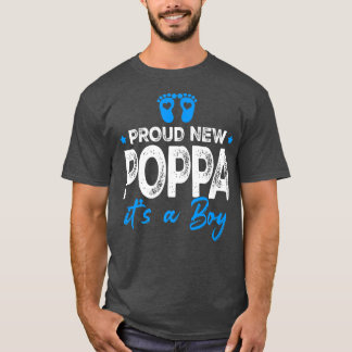 Retro Vintage Gender Reveal Proud New Poppa It's A T-Shirt