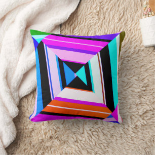Retro vintage geometric colorful throw pillow