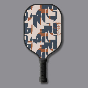 Retro Vintage Geometric Pattern Modern Monogram Pickleball Paddle