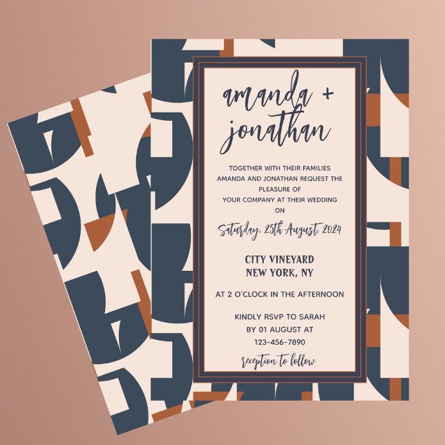 Retro Vintage Geometrical Wedding Invitation Card (Creator Uploaded)