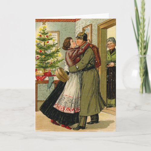 Retro Vintage German Soldier Christmas Holiday Card