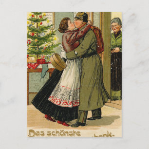 Retro Vintage German Soldier Christmas Holiday Postcard