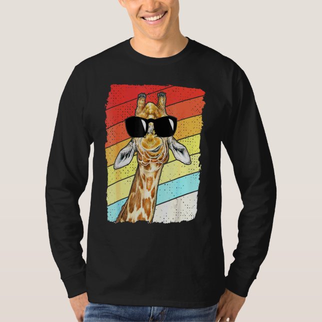 Retro Vintage Giraffe Sunglasses Animal T-Shirt (Front)