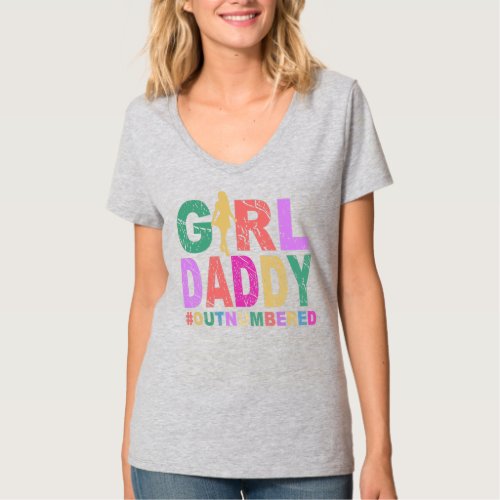 Retro Vintage Girl Daddy Outnumbered Funny T_Shirt