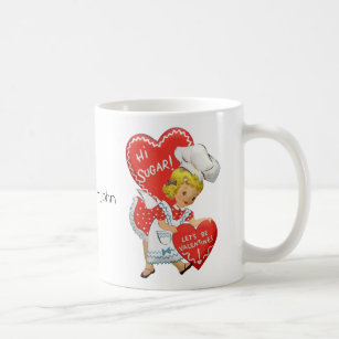 Retro vintage girl valentine hi sugar coffee mug