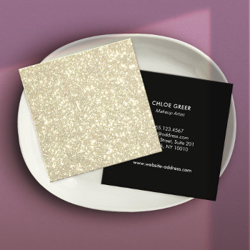Retro Vintage Gold Glitter Beauty Salon Square Business Card by sm_business_cards at Zazzle