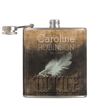 Retro Vintage Golden Wedding Wine  Flask by Pick_Up_Me at Zazzle