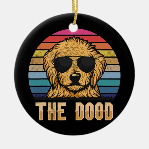 Retro Vintage Goldendoodle The Dood Gift Dad Mom Ceramic Ornament