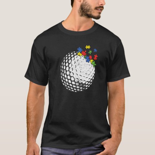 Retro Vintage Golf Heart Autism Awareness Sport T-Shirt