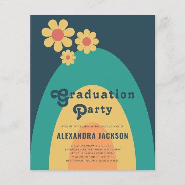 Retro Vintage Graduation Party Budget Flyer (Front)