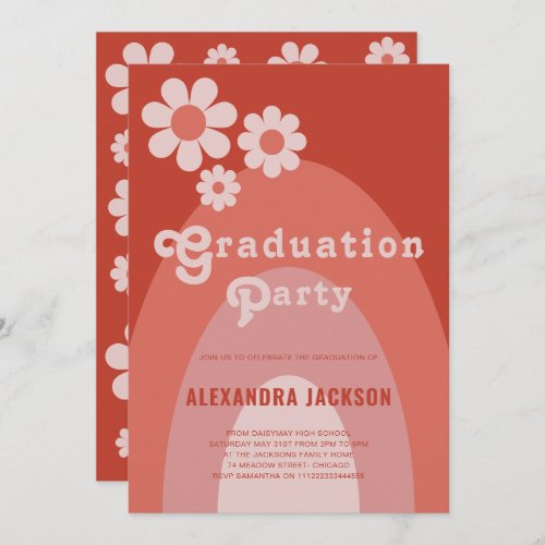 Retro Vintage Graduation Party simple Daisy Invitation