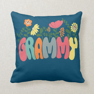 Retro Vintage Grammy Best Grammy Ever Floral Throw Pillow