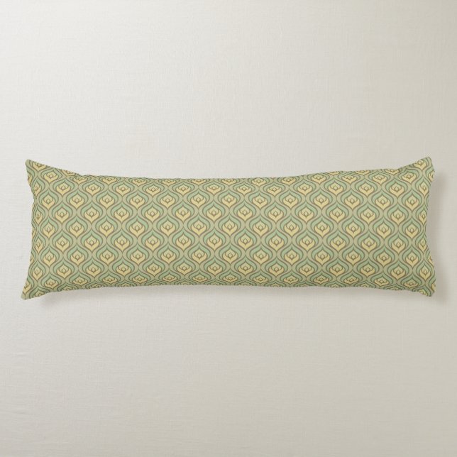 Retro vintage green and yellow pattern body pillow (Front)