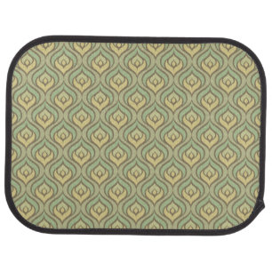 Retro vintage green and yellow pattern car mat