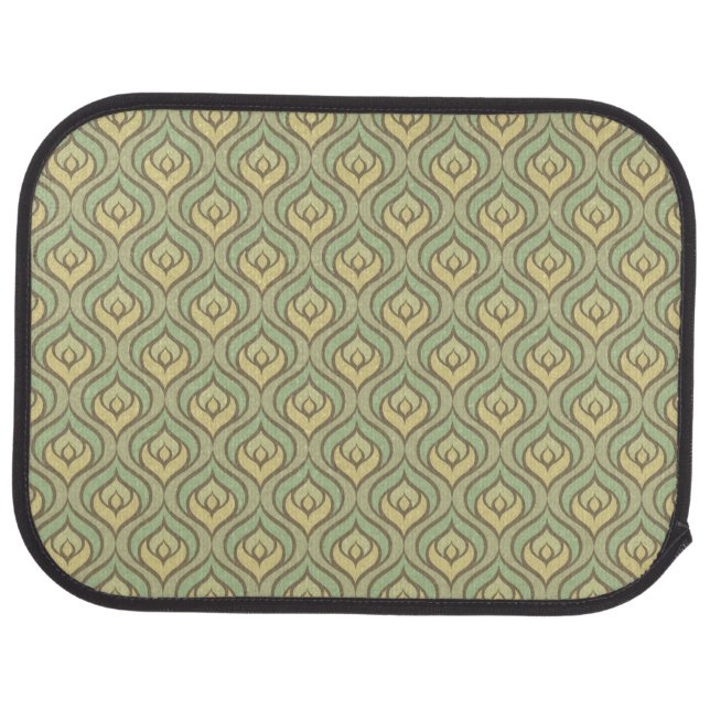 Retro vintage green and yellow pattern car mat (Rear)