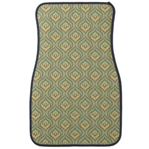 Retro vintage green and yellow pattern car mat