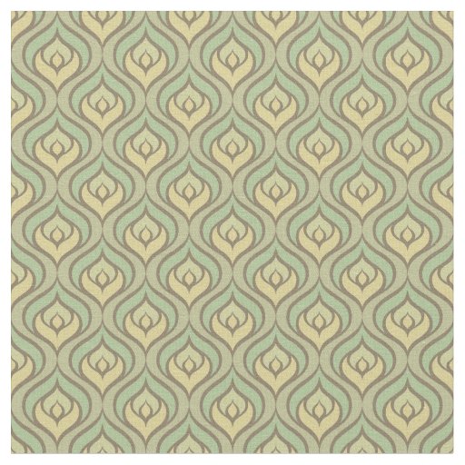 Retro vintage green and yellow pattern fabric