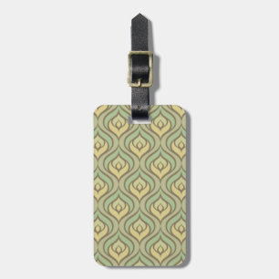 Retro vintage green and yellow pattern luggage tag