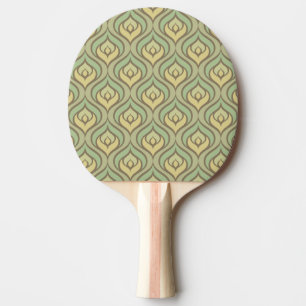 Retro vintage green and yellow pattern ping pong paddle