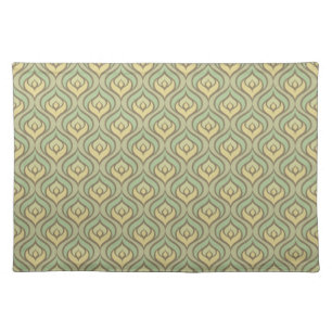 Retro vintage green and yellow pattern placemat
