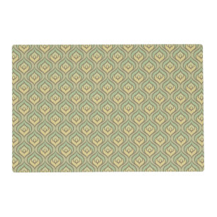 Retro vintage green and yellow pattern placemat