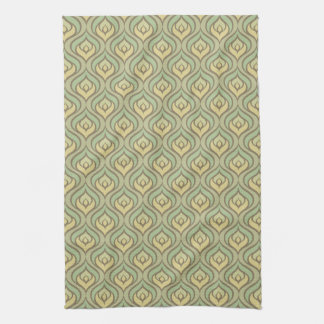 Retro vintage green and yellow pattern towel