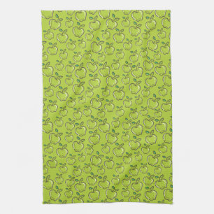 Retro Vintage Green Apples Fruit Orchard Kitchen Towel