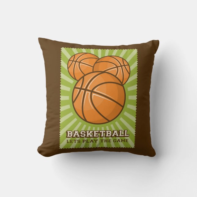 Retro Vintage Green  Basketball  Throw Pillow (Front)