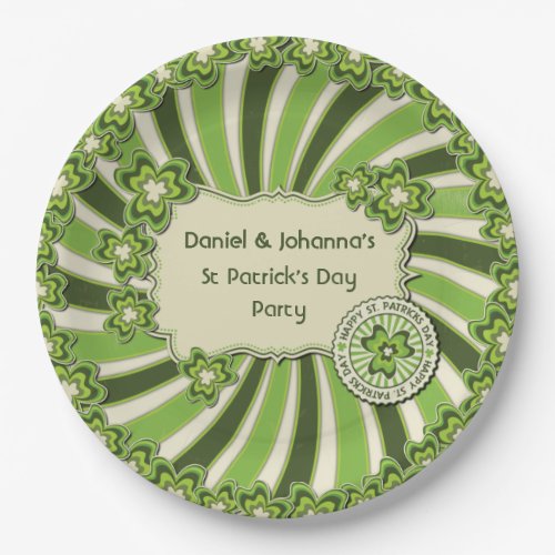 Retro Vintage Green Glover St Patricks Day Party Paper Plates