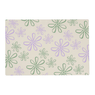 Retro Vintage Green Purple Small Flower Pattern Placemat