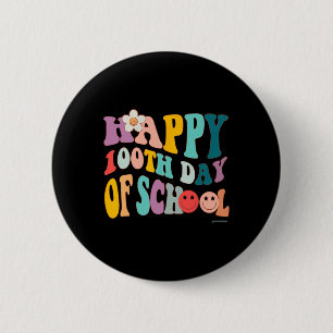 Retro Vintage Groovy 100 Days of School For Teache Button