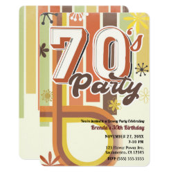 Retro Vintage Groovy 70's 1970 Seventies Party Invitation