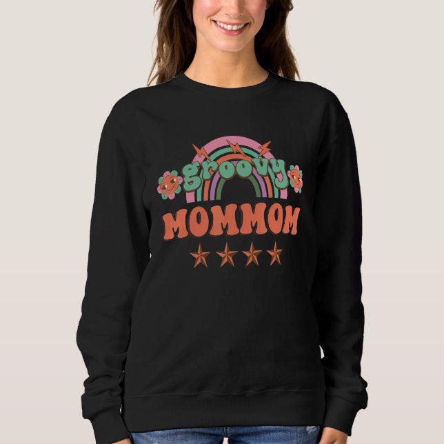Retro vintage groovy Mommom matching family party Sweatshirt (Front)