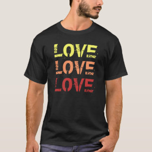Retro Vintage Groovy Rainbow Love  T-Shirt
