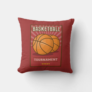 Retro Vintage Grunge Red Basketballer  Throw Pillow