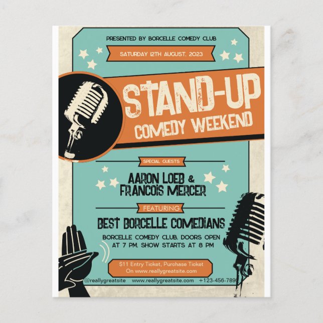Retro Vintage Grunge Stand Up Comedy Show  Flyer (Front)