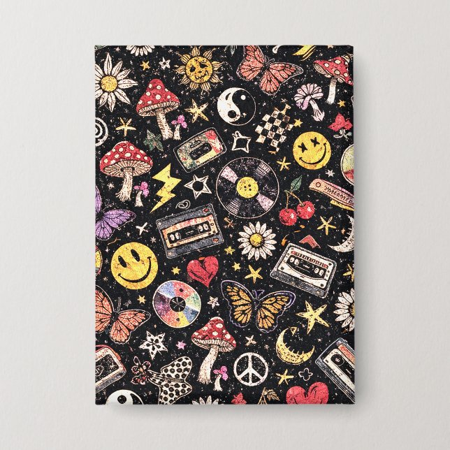 Retro Vintage Grunge Sunshine Bliss Button (Front)