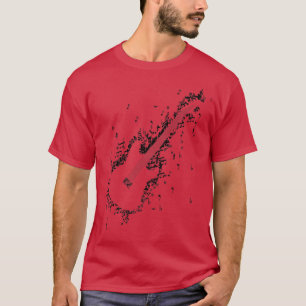 retro vintage guitar made of musical notesFunny Gu T-Shirt