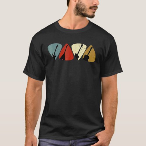 Retro Vintage Guitar Pick Player Guitarist Bassist T-Shirt