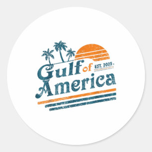 Retro Vintage Gulf Of Us America 2025 American Fla Classic Round Sticker
