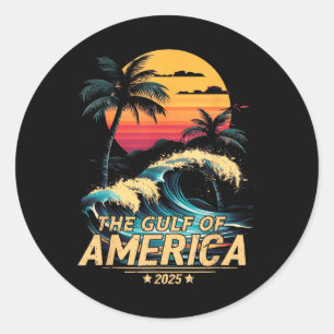 Retro Vintage Gulf Of Us America 2025 American Fla Classic Round Sticker