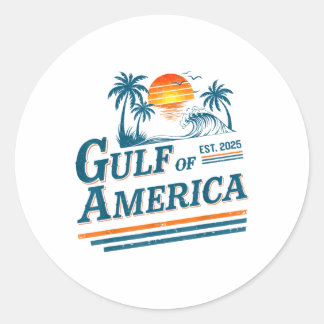 Retro Vintage Gulf Of Us America 2025 American Gif Classic Round Sticker