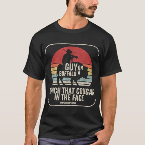 Retro Vintage Guy On A Buffalo Possum Possee  T_Shirt