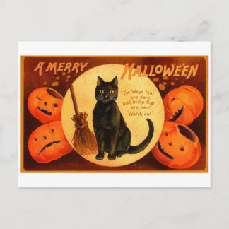 Retro Vintage Halloween A Merry Halloween Postcard
