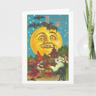 Retro Vintage Halloween Big Moon Halloween Card