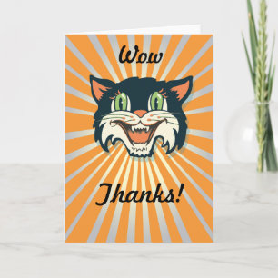 Retro Vintage Halloween Cat Card