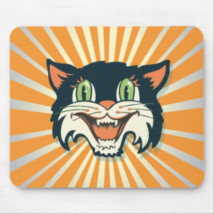 Retro Vintage Halloween Cat Mouse Pad