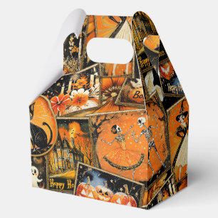 Retro Vintage Halloween Fun Collage Favor Boxes