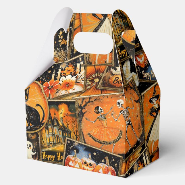 Retro Vintage Halloween Fun Collage Favor Boxes (Front)